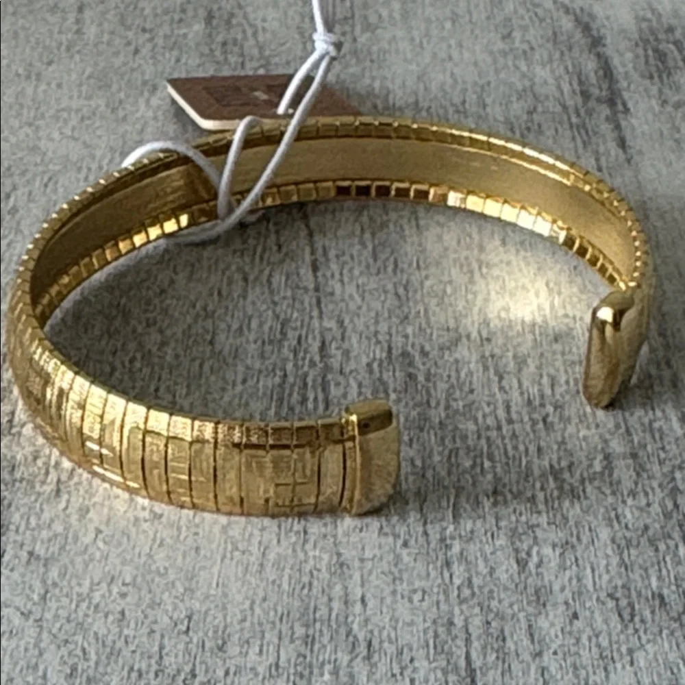 Mia Fiore Dyadema Gold Plated Bronze Open Cuff Bracelet Italy